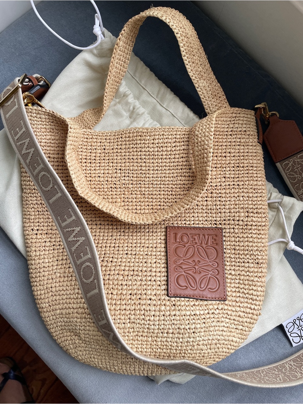 Loewe Slit Mini Bag in Natural Tan with Crossbody Strap